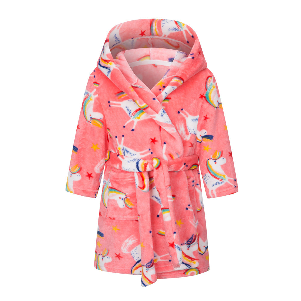 European & American Style Kids Flannel Bathrobe
